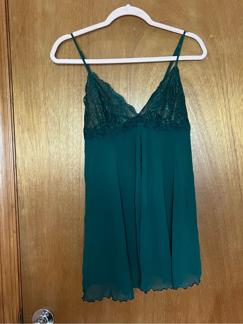 Vintage 90s Victoria’s secret lingerie lace top emerald green